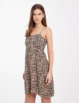 Camisole-Minikleid mit Leoparden-Print-Brown Brown 44