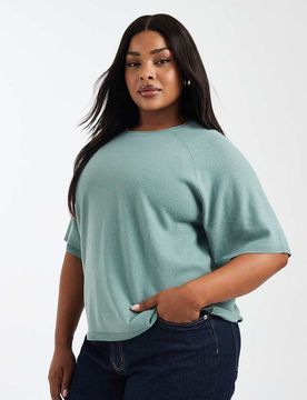 Pull en maille à manches courtes - Vert clair S