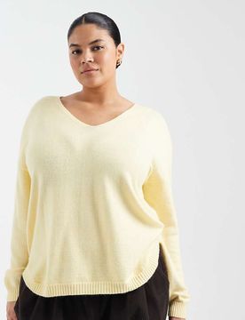 Curve - Pullover in Hellgelb mit V-Ausschnitt Gelb M