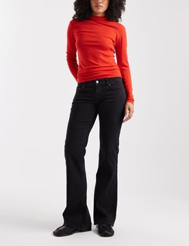 Lola - Jean évasé à taille ultra basse - Noir délavé 44