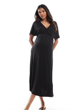 Maternity - Maxi-Stillkleid in Schwarz Schwarz XL