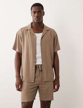 Sons - Hemd aus Leinen-Mix in Beige mit Reverskragen-Neutral Neutral S