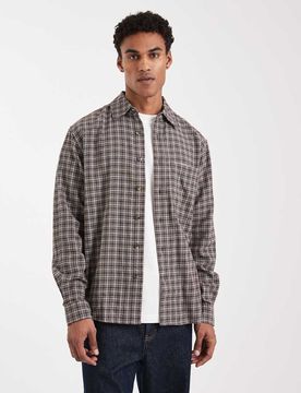 SONS - Locker geschnittenes Hemd in Braun kariert-Brown Brown 2XL