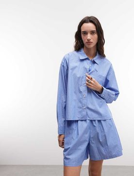 Freizeithemd in Blau gestreift, Kombiteil Blau XL
