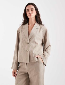 Mix and Match - Kurzer, eleganter Blazer in Taupe mit kastigem Schnitt, Kombiteil-Neutral Neutral 42