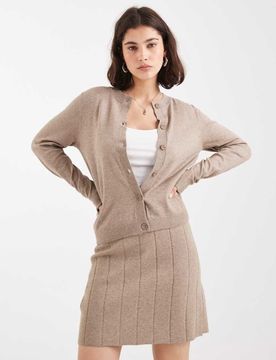 Feinmaschige Strickjacke in meliertem Taupe, Kombiteil-Neutral Neutral 42-44