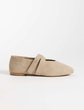 Ballerines en daim avec brides croisées - Beige-Neutral 39