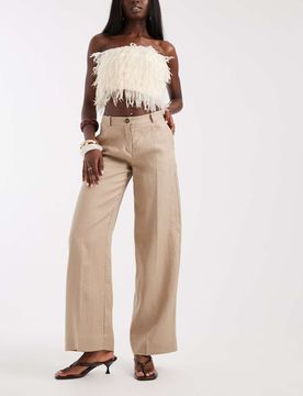 Elegante Hose aus reinem Leinen in Beige-Neutral Neutral 34