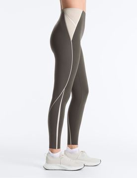 Compressive Core Control - Reflektierende, knöchellange Kompressions-Leggings in Schwarz mit hohem Bund-Grau Grau M