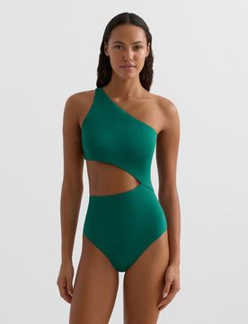 Asymmetrischer Trikini in Grün mit Schnürung Grün L