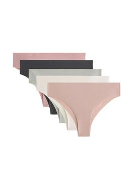 Brasilianischer, knapp geschnittener Slip aus leichtem Polyamid-Mix in meliertem Anthrazit mit Laserschnitt, 5er-Pack-Grau Grau XS