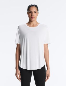 Kurzärmliges T-Shirt aus Modalmix in Wollweiß Weiß M