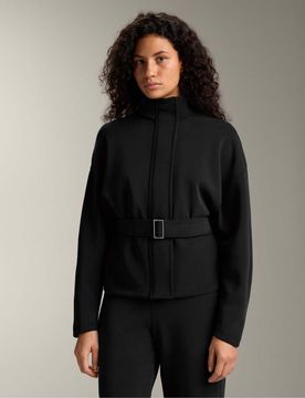 Jacke aus gebürstetem Modal in Schwarz mit Gürtel Schwarz 2XL