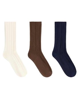 Lot de 3 paires de chaussettes classiques côtelées - Bleu foncé 39-41