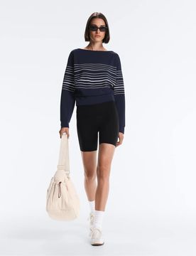 Sailor - Sweat doux à rayures en modal mélangé - Bleu marine XS