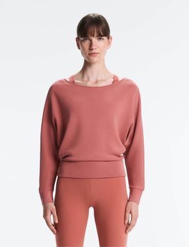 Sweat en modal doux avec encolure bateau - Corail-Orange XS