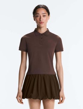 Polo en piqué à manches courtes - Marron foncé XL