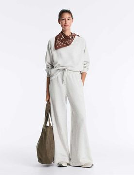 Pantalon droit en coton - Gris pâle XS