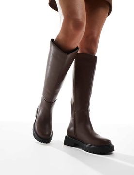 Olivia - Bottes montantes à semelle chunky - Marron 38