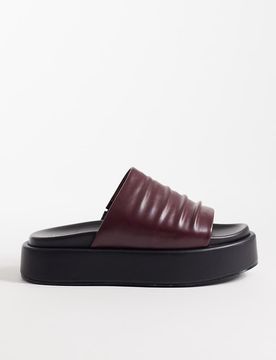 Claquettes à semelle plateforme - Bordeaux-Rouge 4