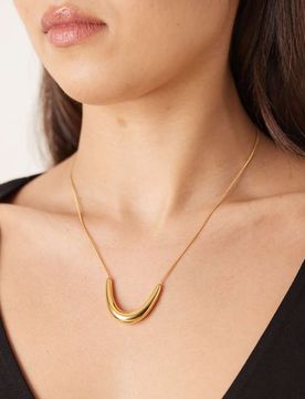 Collier en plaqué or 18 carats avec pendentif effet fondu-Doré