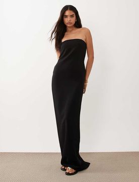 Lauren by - Trägerloses Maxikleid in Schwarz Schwarz 6