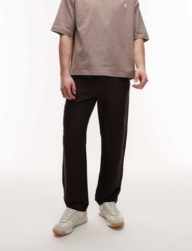 Hose aus Webstoff in Braun mit geradem Schnitt-Brown Brown 2XL