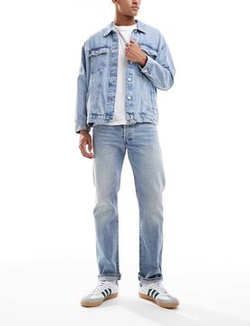 Original Selvedge - Straight Jeans in hellblauer Waschung Blau W32 L32