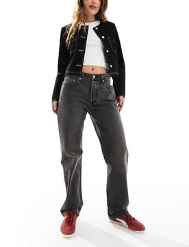 Jean droit style années 90 - Noir délavé W28 L32