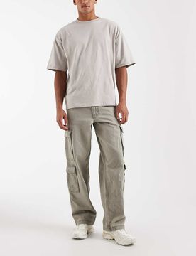 Weite Cargo-Jeans aus Denim in verwaschenem Grau Grau W30 L34