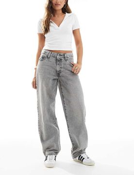 Jean baggy coupe dad - Gris délavé W29 L30