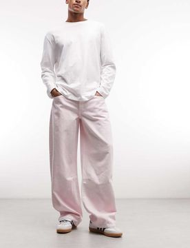 Weite Relaxed-Fit-Jeans in rosa Waschung Rosa W28