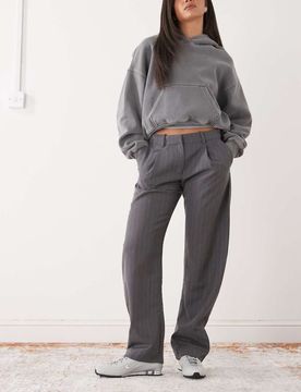 Pantalon ample et ajusté à fines rayures - Gris anthracite 34