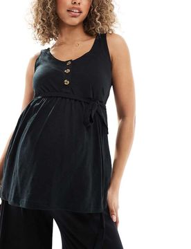 Mamalicious Maternity - Top boutonné double fonction de grossesse et d'allaitement - Noir M