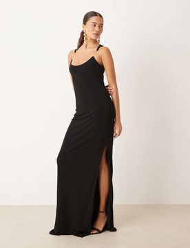 Capsule - Ärmelloses Maxikleid in Schwarz mit Rundhalsausschnitt Schwarz S