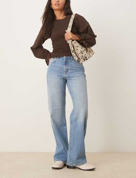 Cecilia - Straight Jeans in Hellblau mit mittelhohem Bund Blau 36