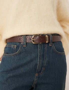 Gürtel in Braun in Kroko-Optik-Brown Brown M