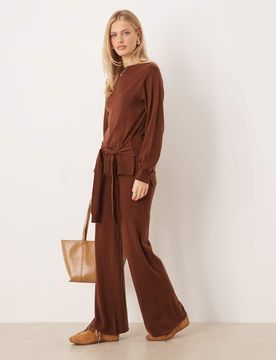 Kendrik - Strickhose in Dunkelbraun, Kombiteil-Brown Brown XS