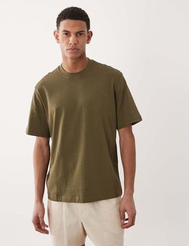 Locker geschnittenes T-Shirt aus 100% Baumwolle in Dunkelgrün Grün XS