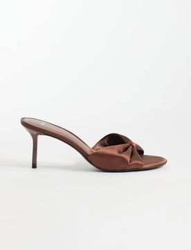 Mules à talon en satin - Marron-Brown 34