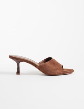 Mules aus 100% Wildleder in Braun mit Absatz Braun 34