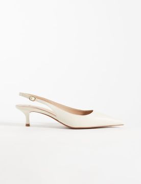Pumps in Beige mit Fersenriemen und Kitten-Absatz-Neutral Neutral 39