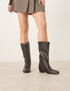 Westernstiefel in Braun mit Absatz-Brown Brown 38