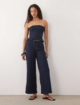Teen - Pantalon d'ensemble droit à imprimé fleuri - Bleu marine S
