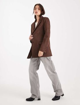 Blazer aus Wildlederimitat in Schokobraun-Brown Brown 46