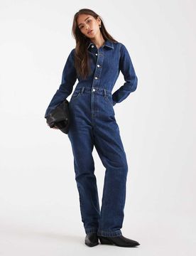 Denim-Overall in Indigo-Waschung-Marineblau Marineblau 38