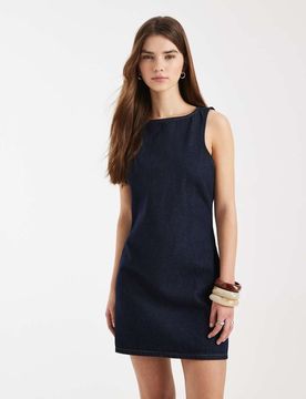 Etuikleid aus Denim in Indigoblau-Lila Lila 40