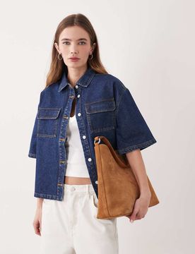 Kastiges Jeanshemd in indigoblauer Waschung-Schwarz Schwarz 32