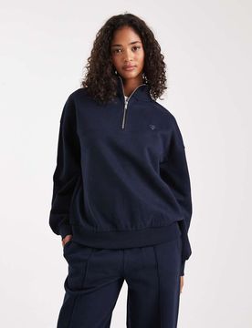 Sweatshirt in Marineblau mit kurzem Reißverschluss Marineblau XS