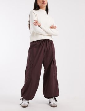 Pantalon cargo bouffant - Bordeaux-Multicolore 34